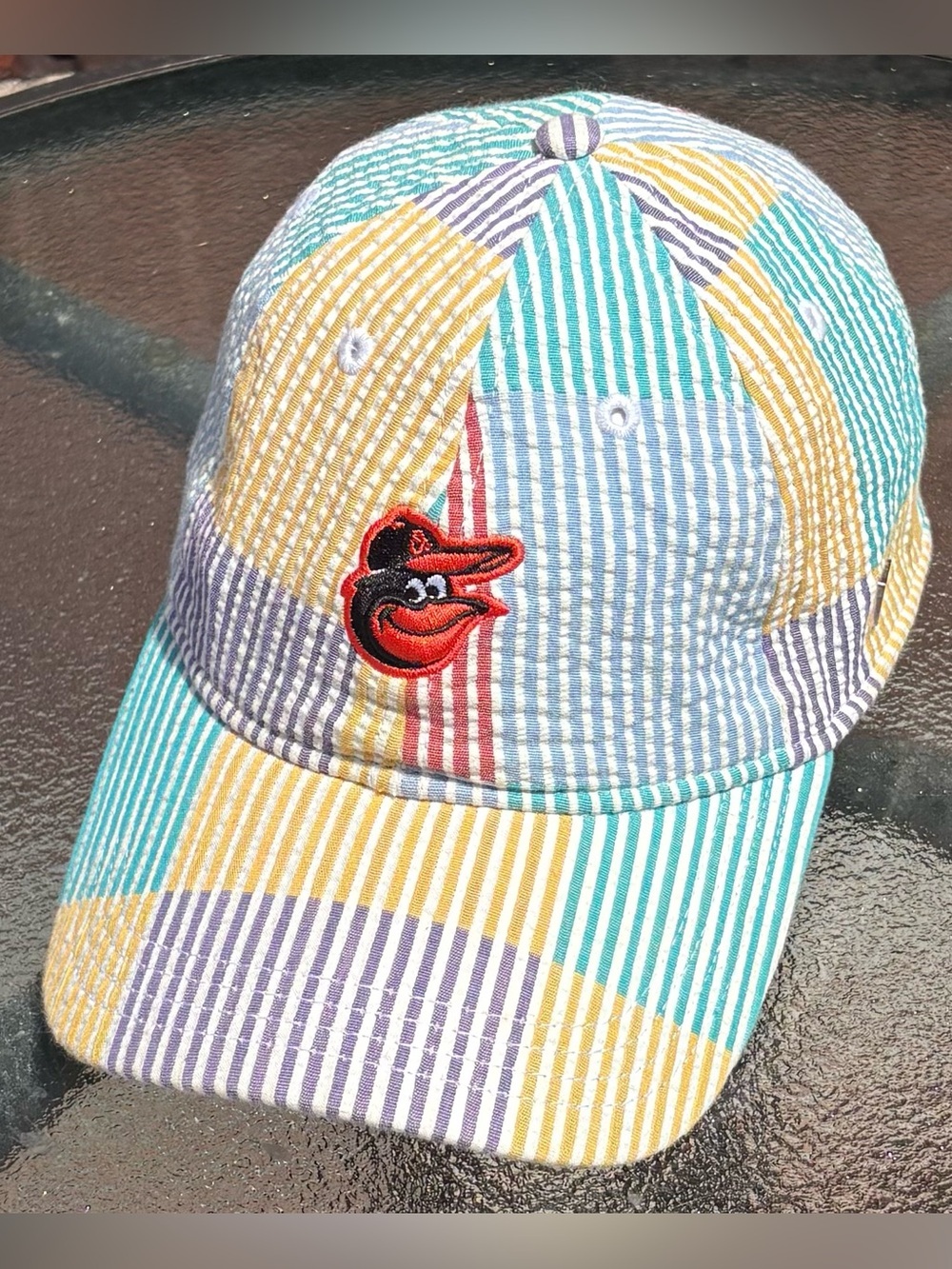 New Era Black Label 9Twenty Baltimore Orioles Striped Seersucker Strapback Hat